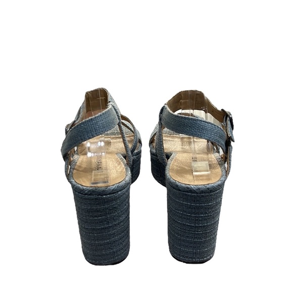 Lucky Brand Carlisha Raffia Desert Sage Sculpted Platform Wedge Sandals Size 7.5 - Picture 6 of 9